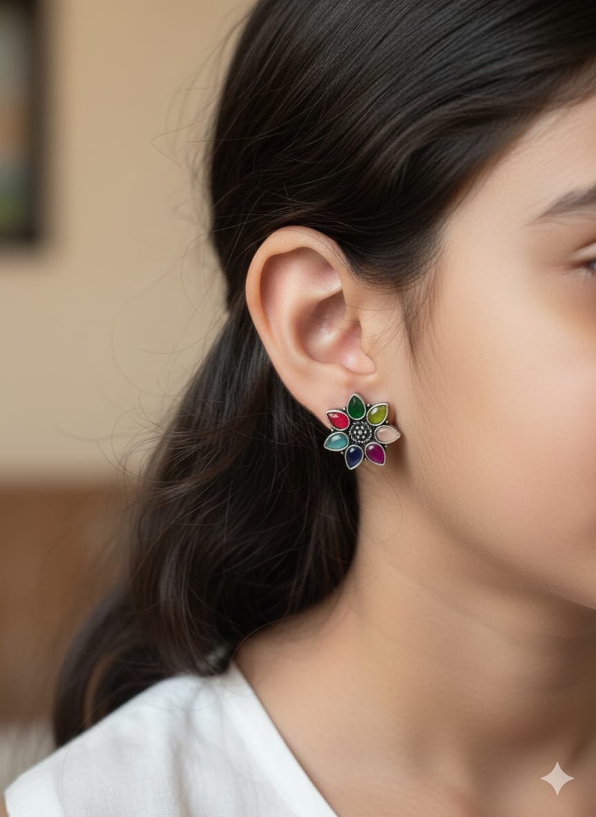Multi Colour Flower Studs