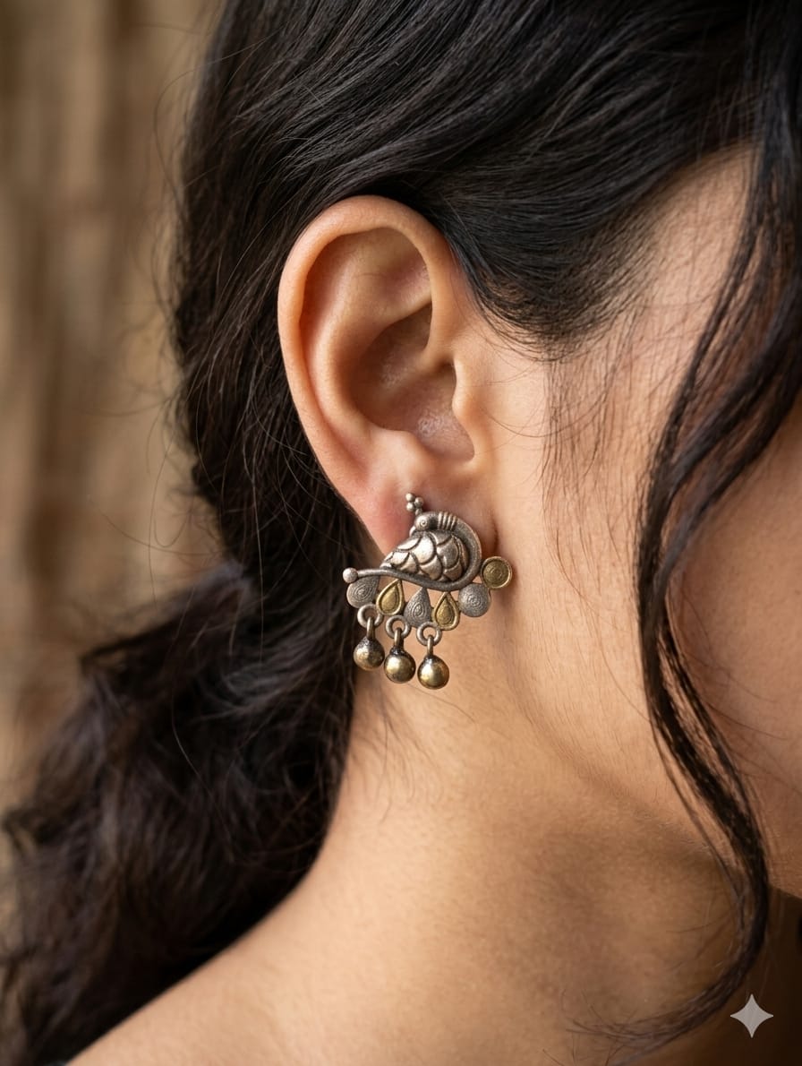 Dual Tone Peacock Studs