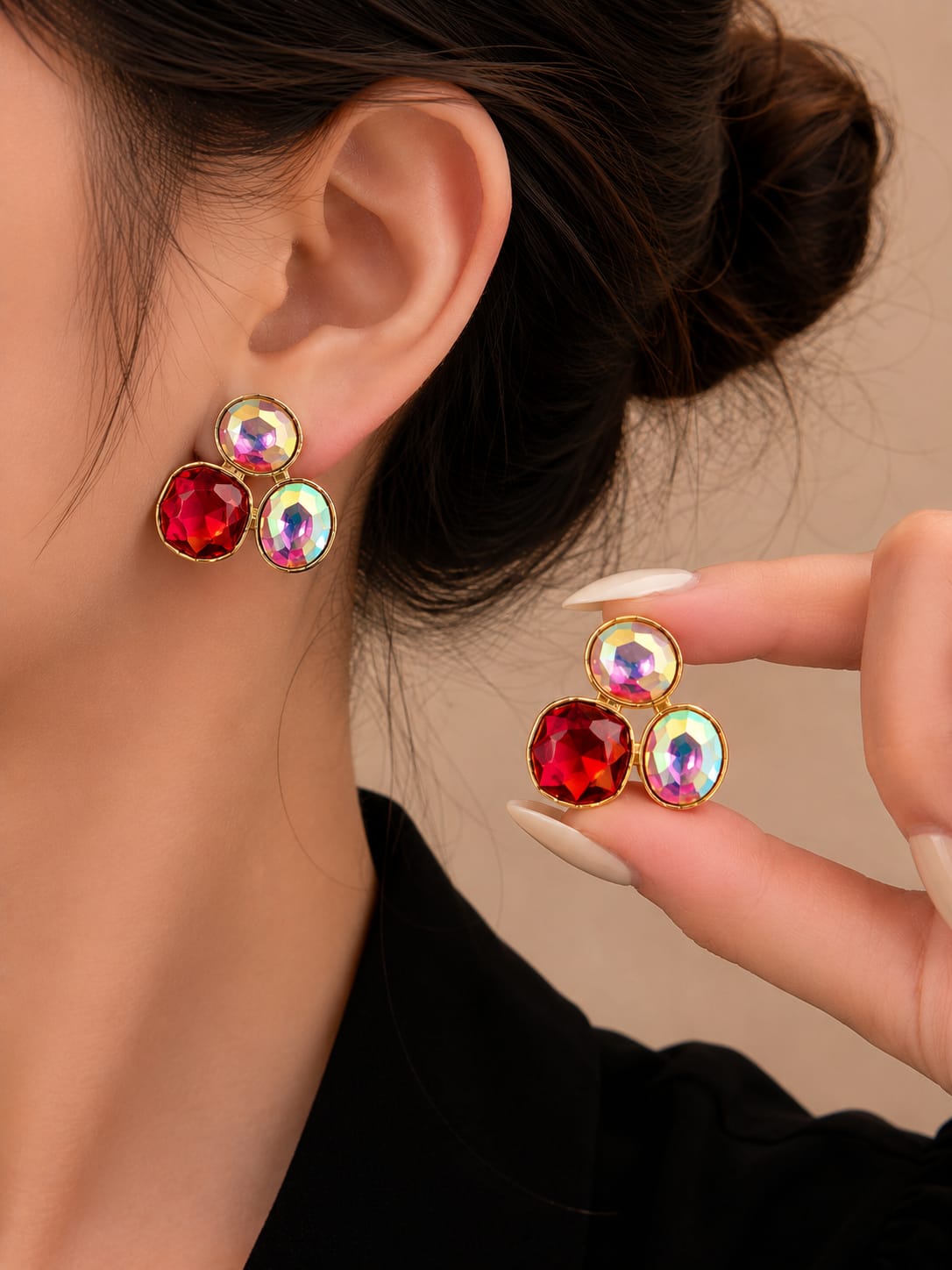 Red Pearls Studs