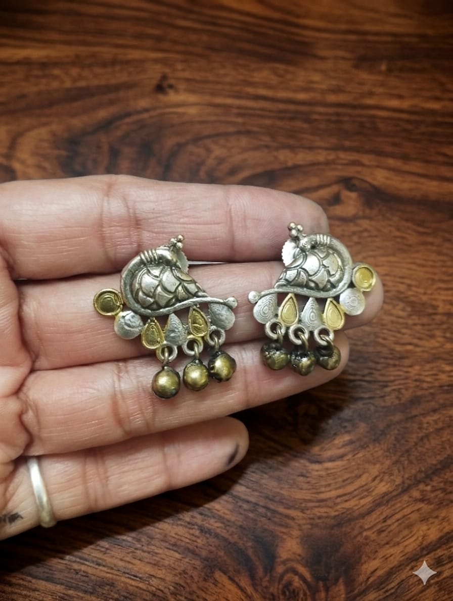 Dual Tone Peacock Studs