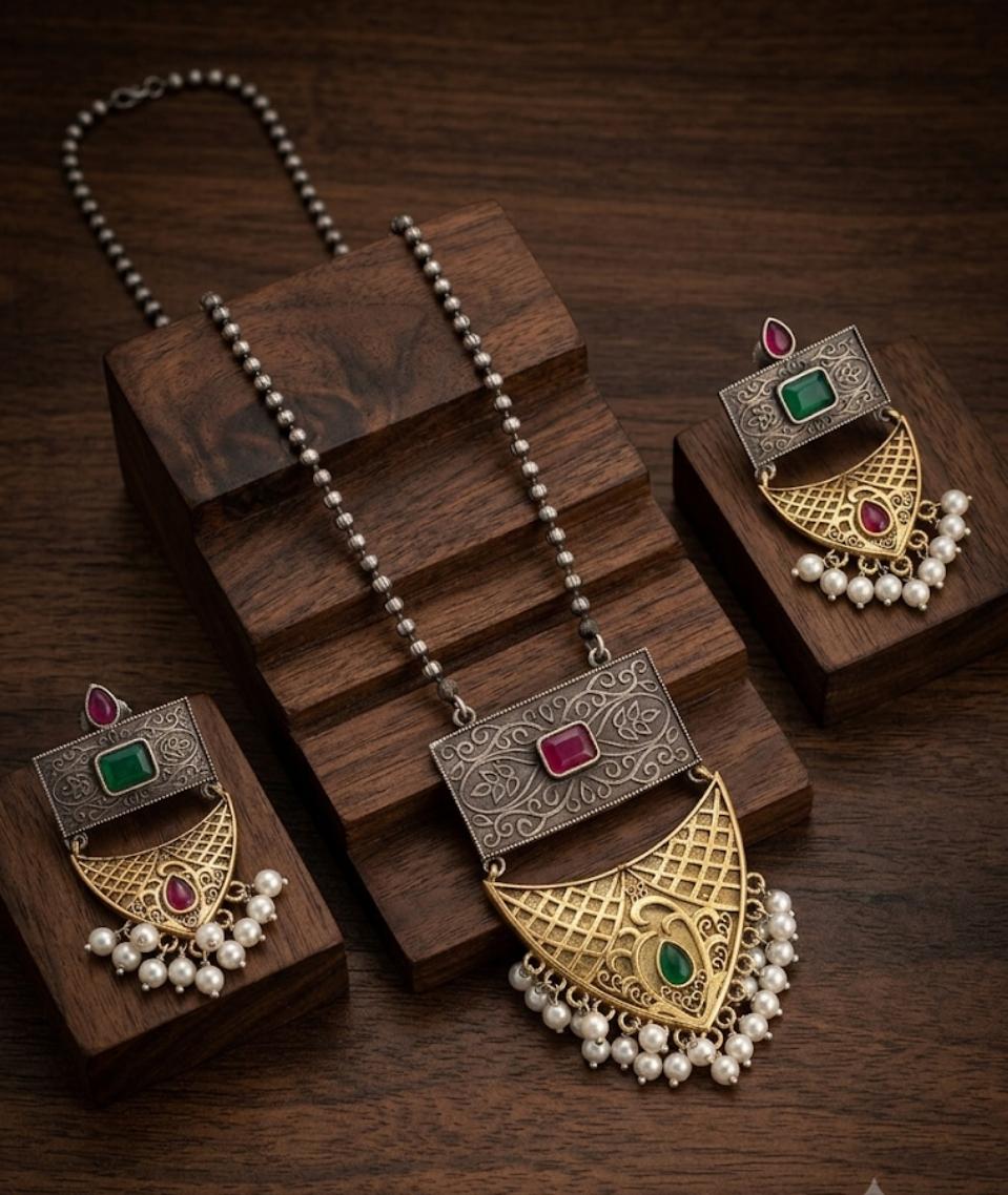 Dual Tone Jalidaar Set