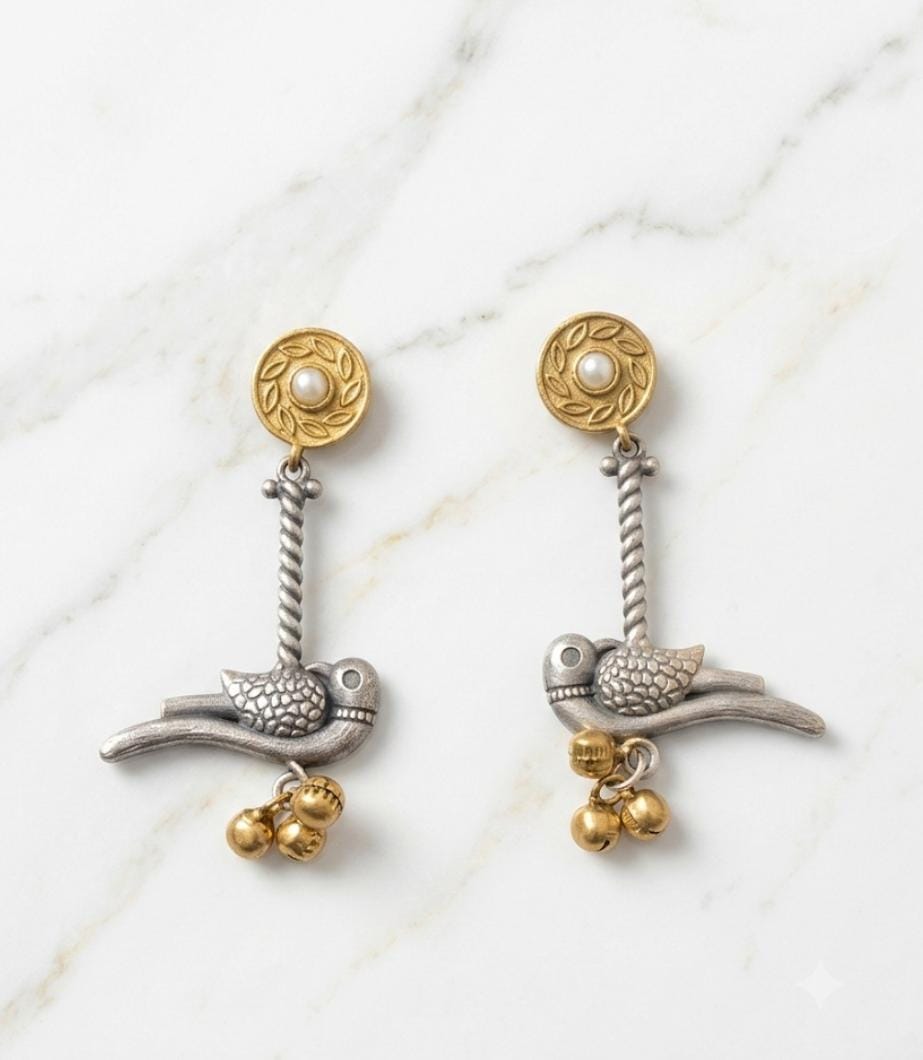 Dual Tone Parrot Earrings
