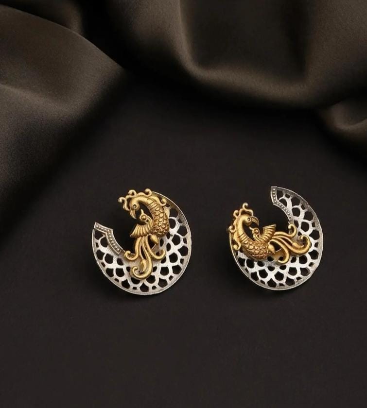 Dual Tone Peacock Studs