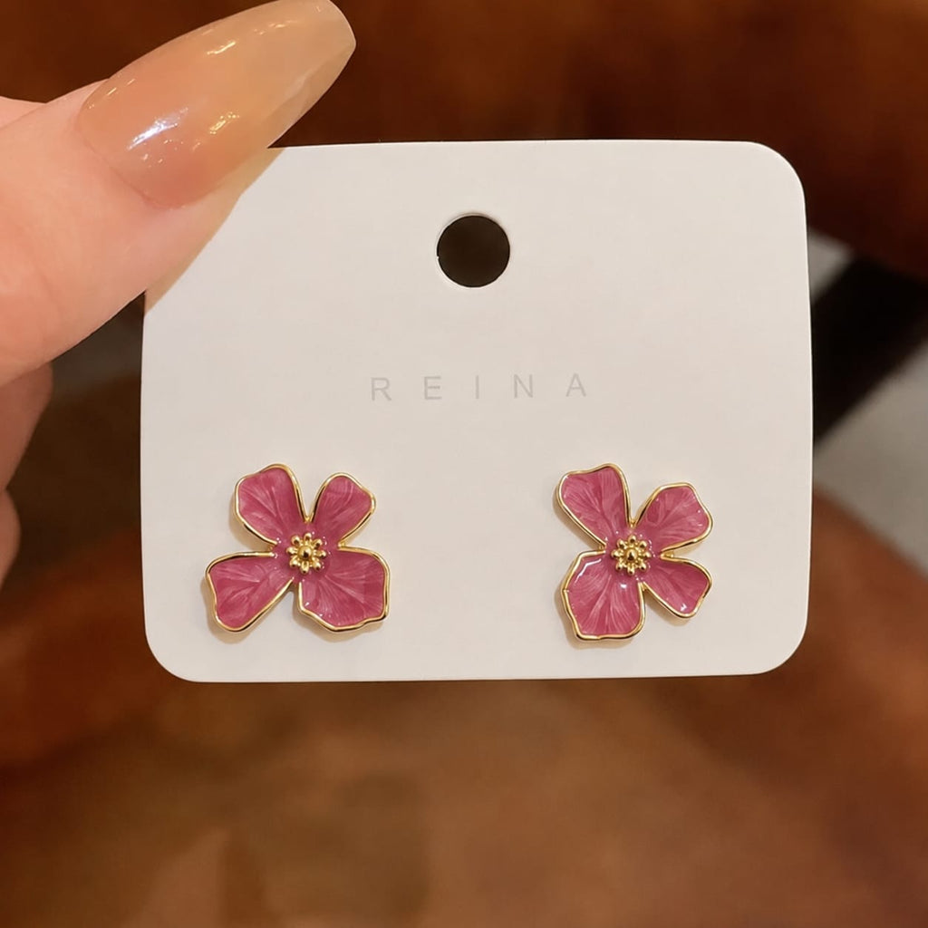 Anti Tarnish Enamalled Flower Studs