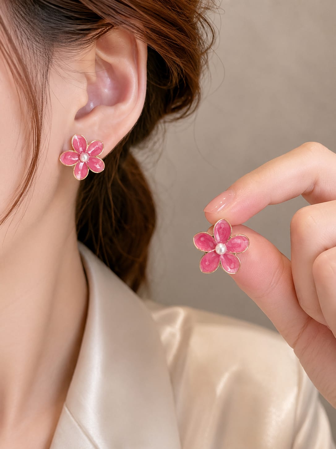 Enamalled Anti Tarnish Flower Studs