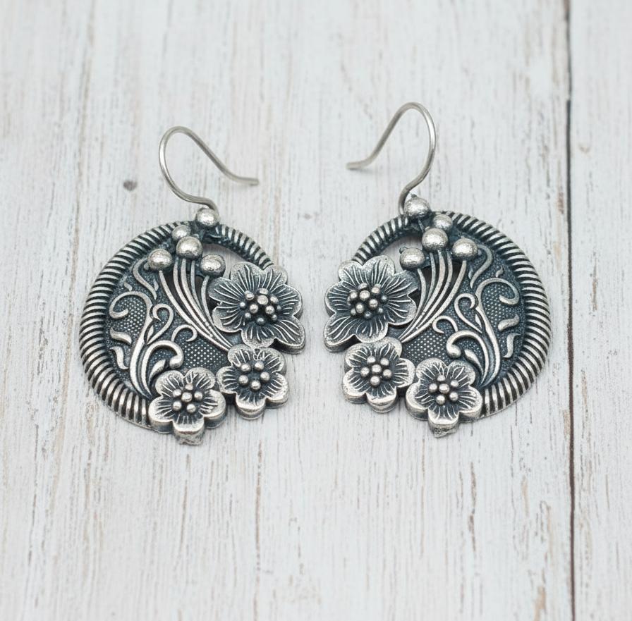 Floral Round Hanging earrings