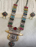 Dual Tone Necklace Multicolour Stone Set